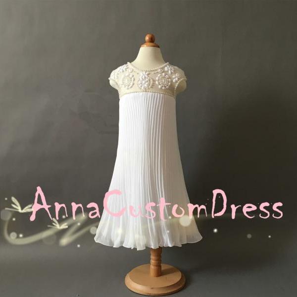 Scoop Neckline V-Back Floor-length Flower Girl Dress Tangerine